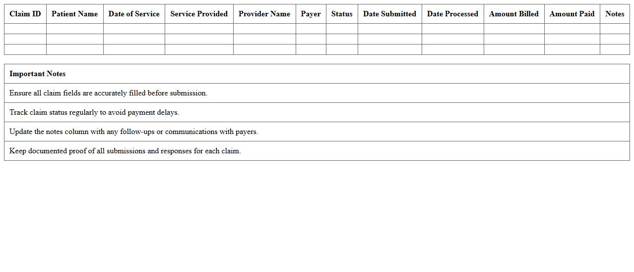 Home Healthcare Claims Status Tracker Excel Template