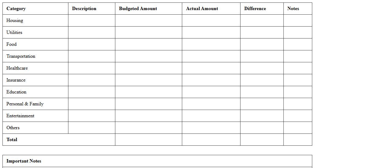 Household Expense Planner Excel Sheet