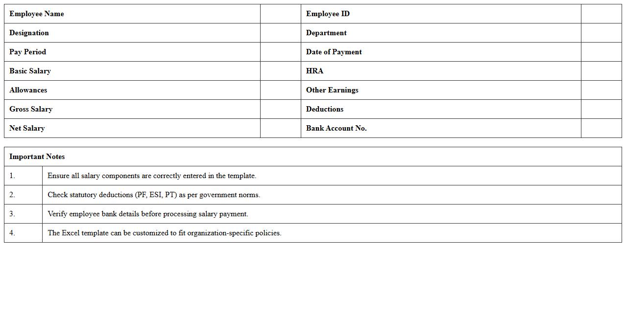 HR Payroll Salary Slip Generator Excel