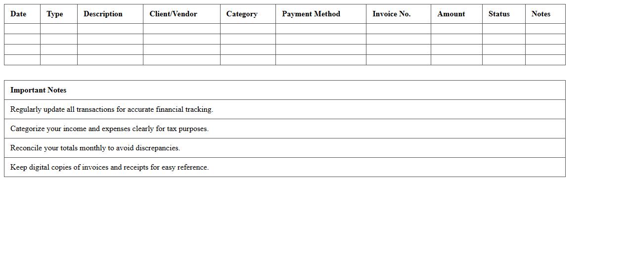 Income & Expense Tracker for Freelance Accounting