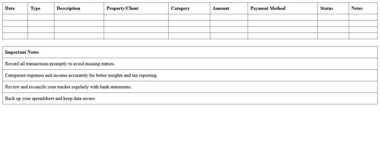 Income & Expense Tracker for Real Estate Agents