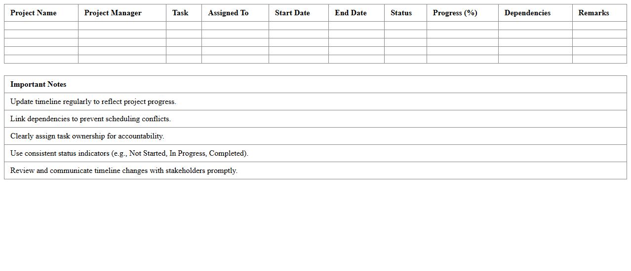 Information Systems Project Timeline Excel Tracker