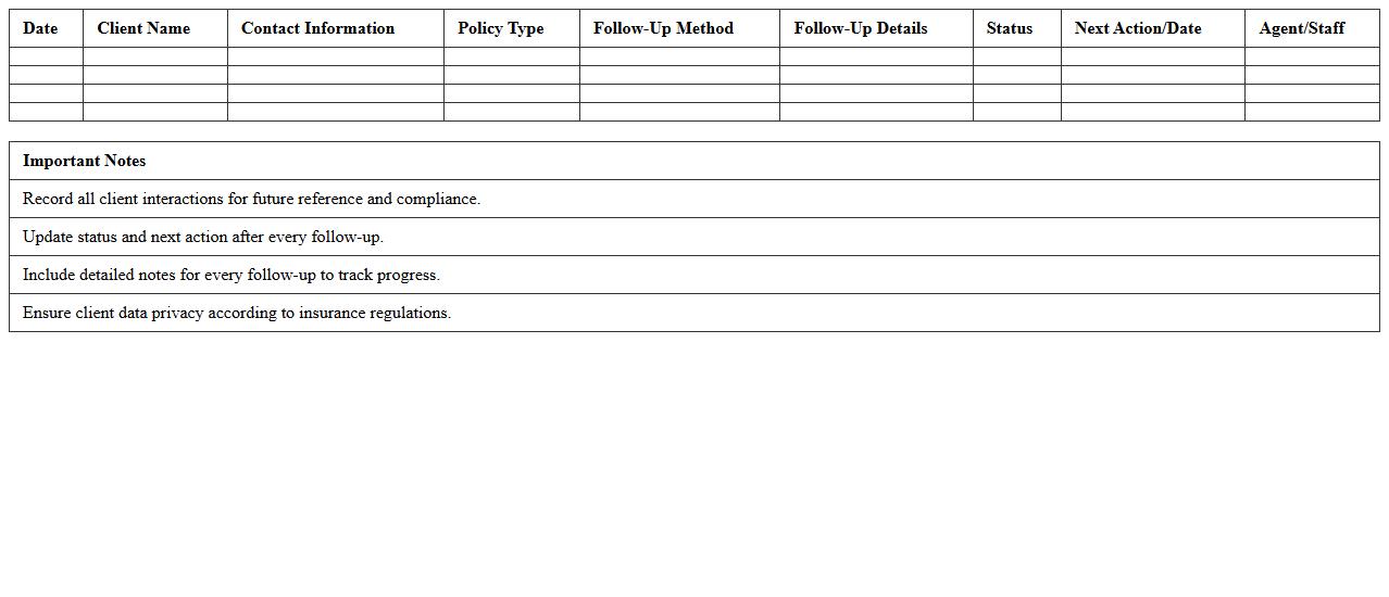 Insurance Client Follow-Up Log