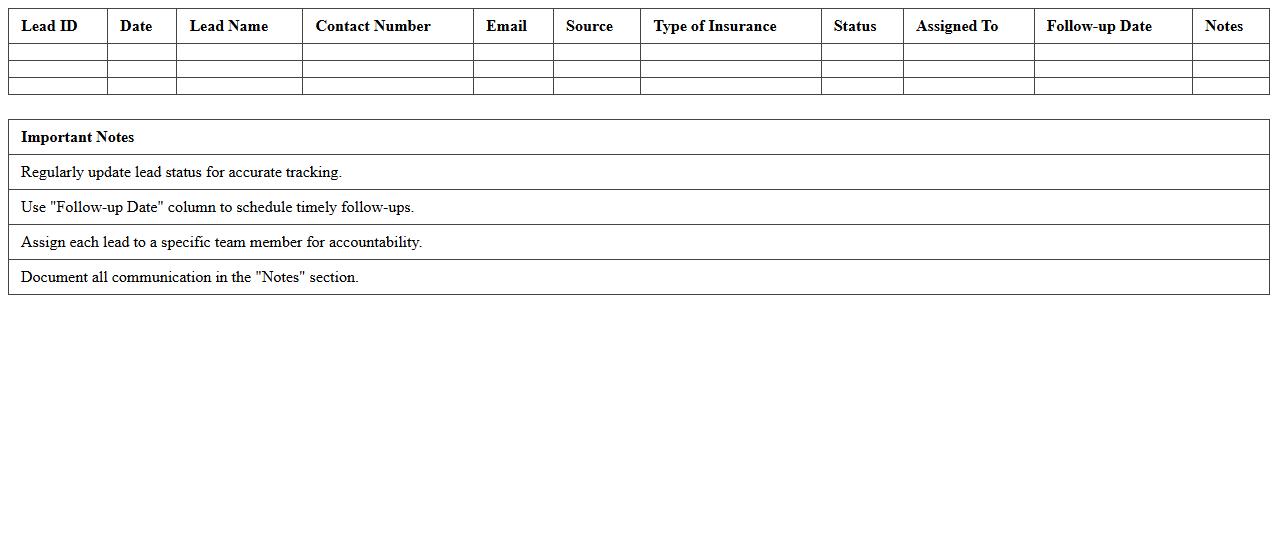 Insurance Lead Tracker Excel Template