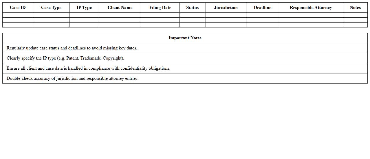 Intellectual Property Case Tracking Excel Template