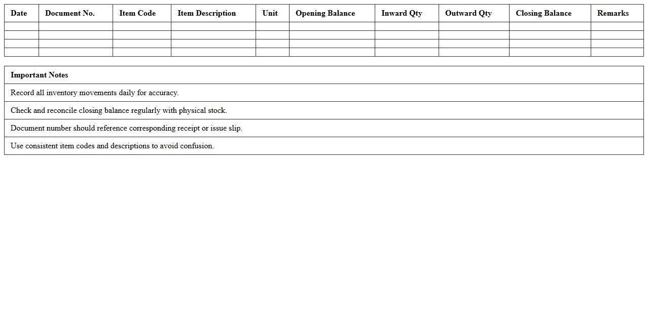 Inventory Movement & Usage Report Excel Template