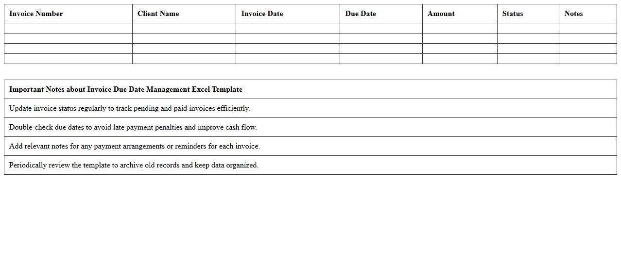 Invoice Due Date Management Excel Template