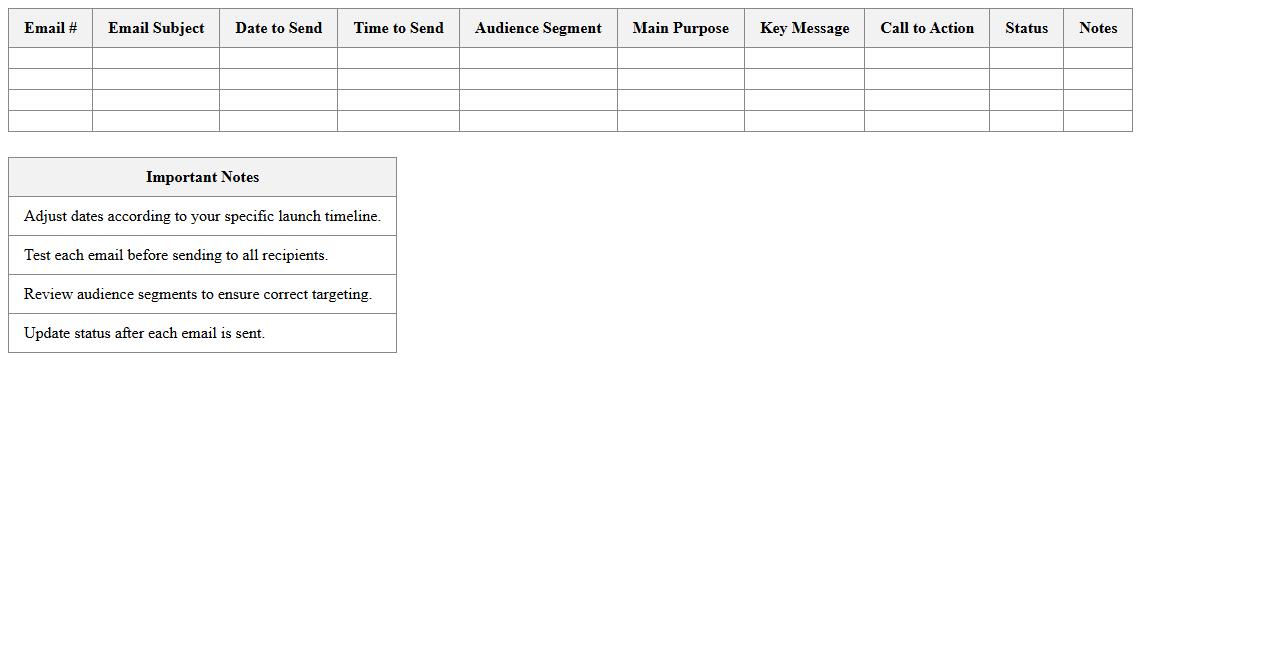 Launch Event Email Sequence Planner Template