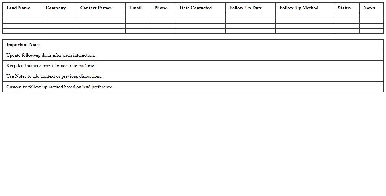 Lead Follow-Up Schedule Excel Sheet for B2B Marketing
