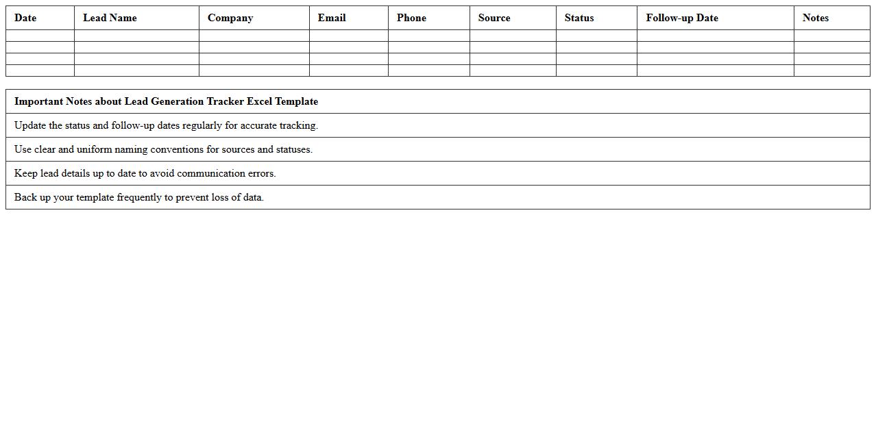Lead Generation Tracker Excel Template