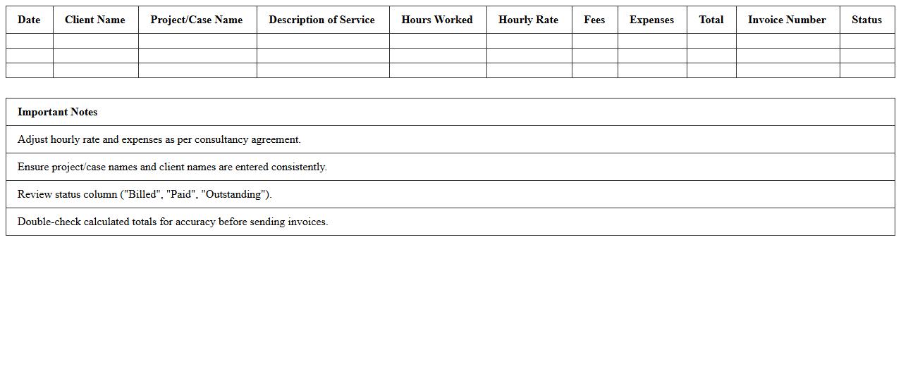 Legal Billing Calculator Excel Spreadsheet for Consultants