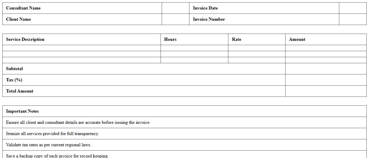 Legal Consulting Invoice Estimator Excel Template
