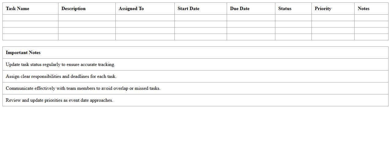 Nonprofit Event Task Coordination Excel Tracker