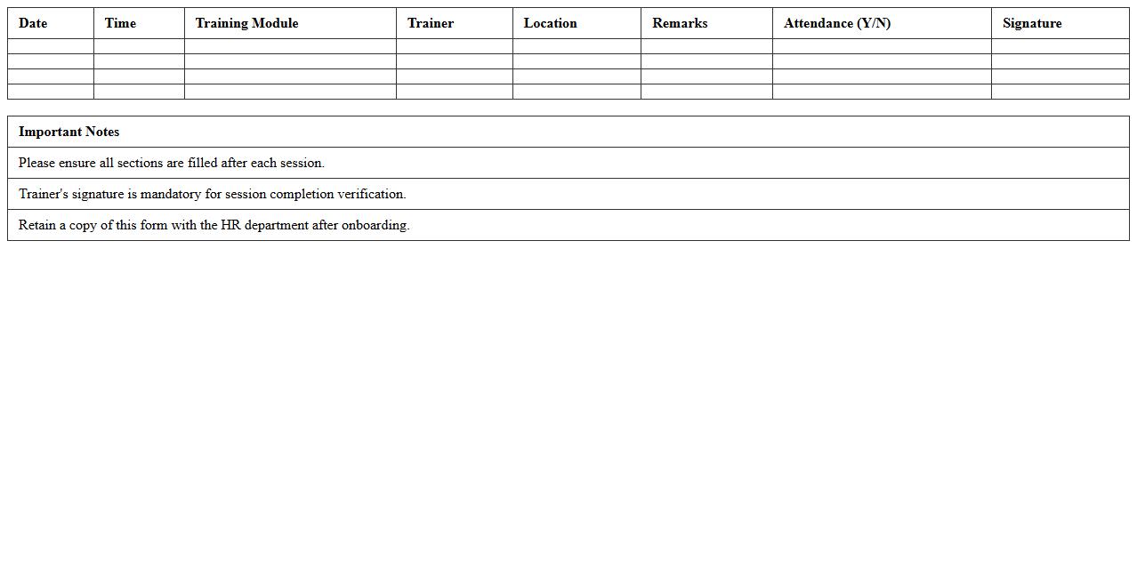 Nursing Staff Onboarding Training Schedule Excel