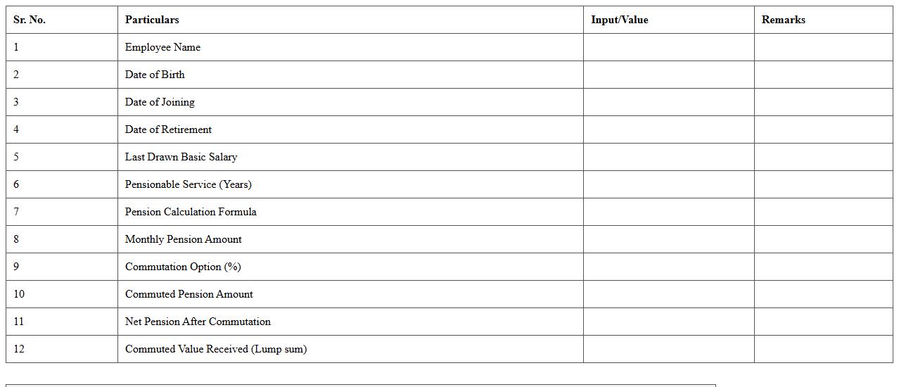 Pension Calculator Excel Sheet