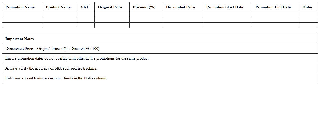 Percentage-Off Retail Promotion Excel Sheet
