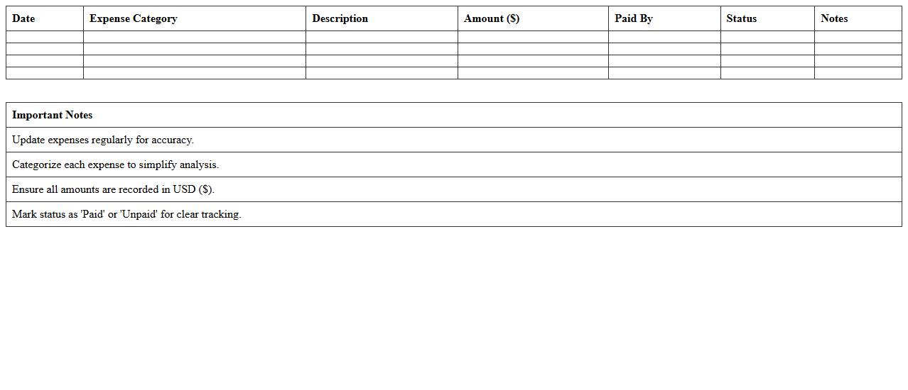 Pitch Deck Financials Expense Log Excel Spreadsheet