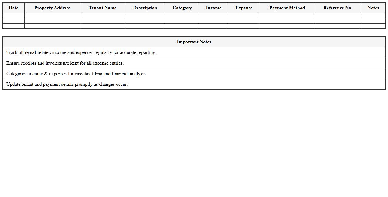 Rental Income & Expense Tracker Excel Sheet