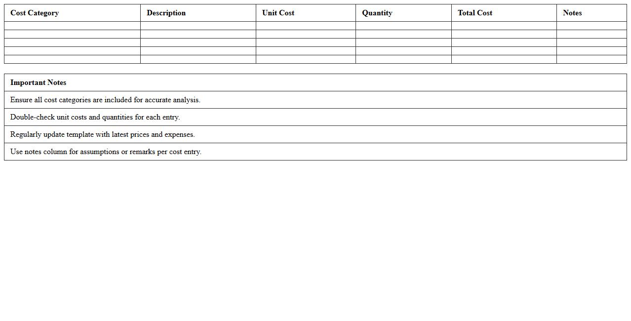 Road Transport Cost Analysis Excel Template