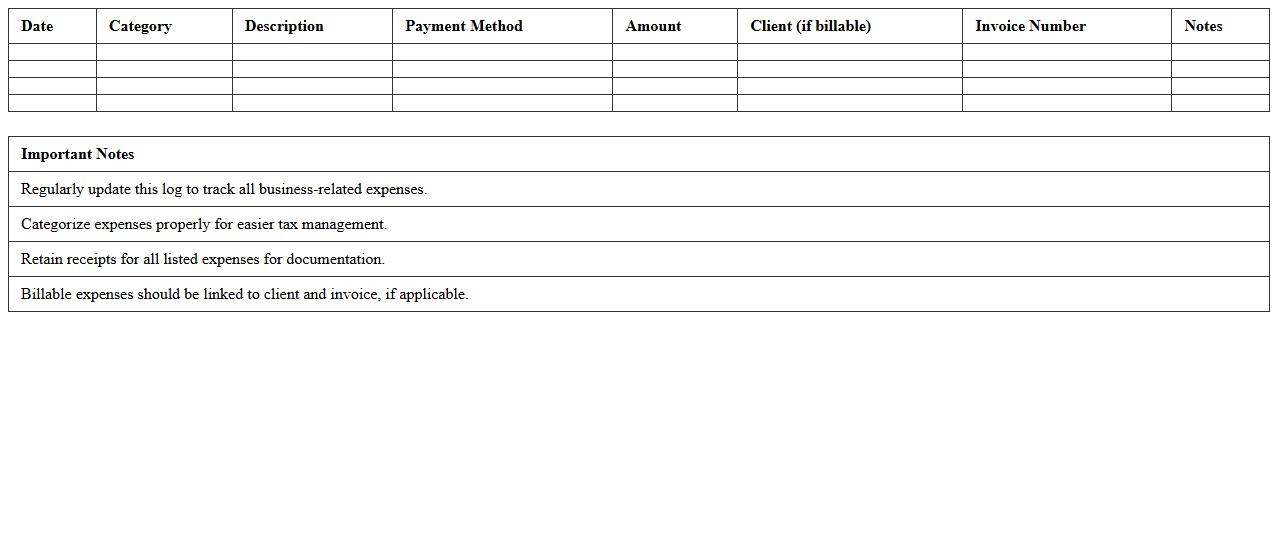 Simple Finance Expense Log Spreadsheet for Freelancers