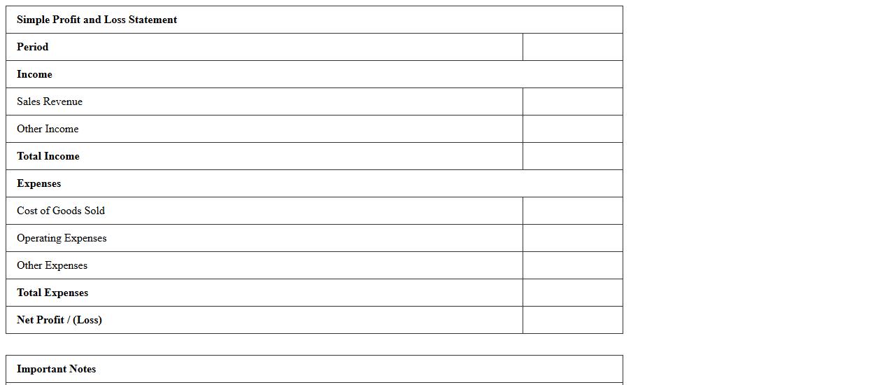 Simple Profit and Loss Statement Excel Template
