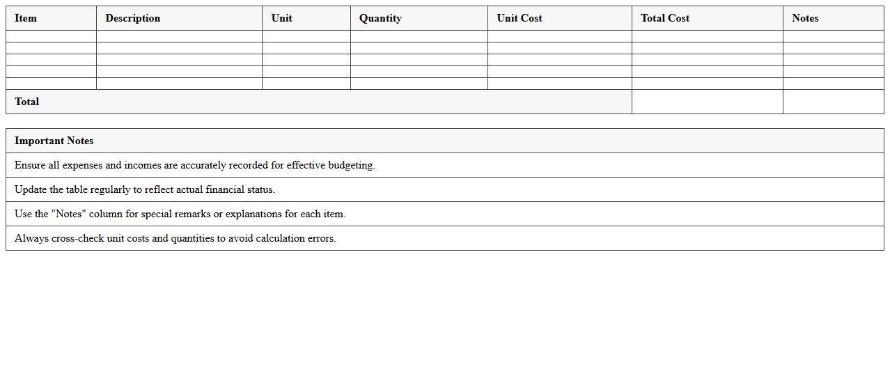 Smallholder Farm Financial Budget Excel Sheet