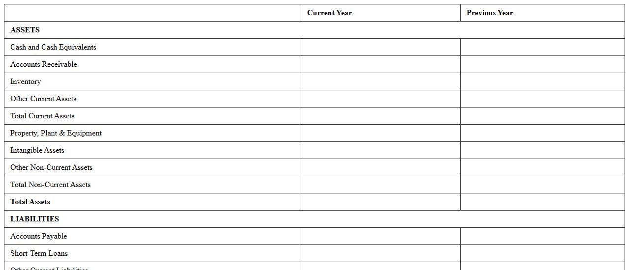 Startup Balance Sheet Comparison Excel Template