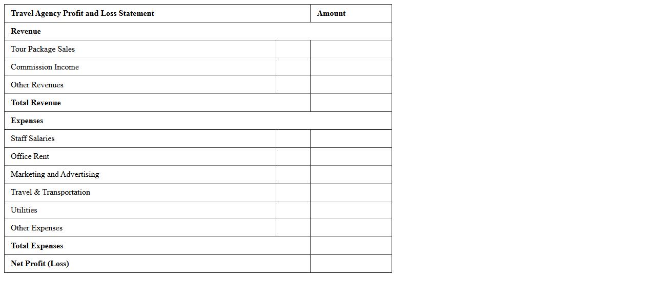 Travel Agency Profit and Loss Statement