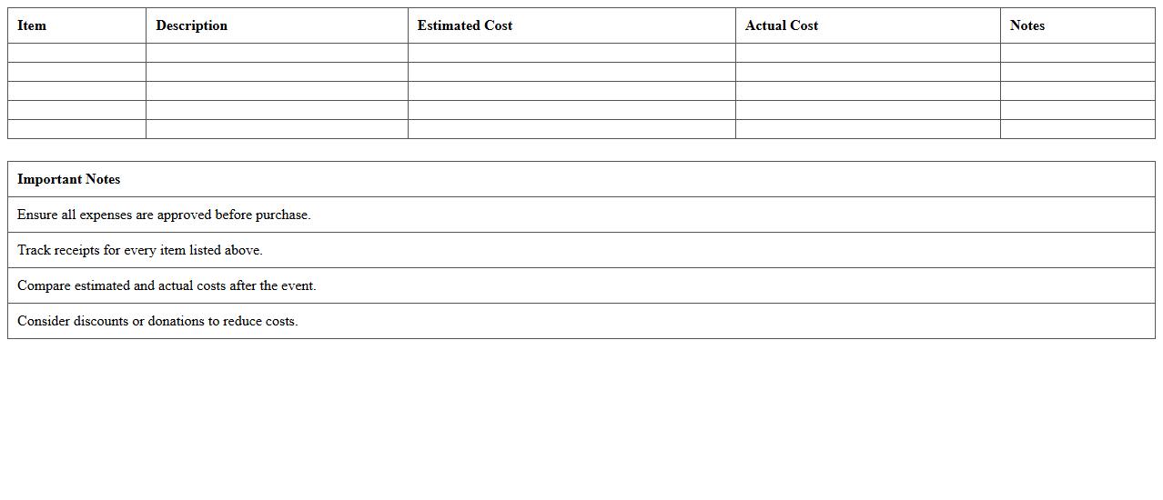 Volunteer Appreciation Event Budget Excel