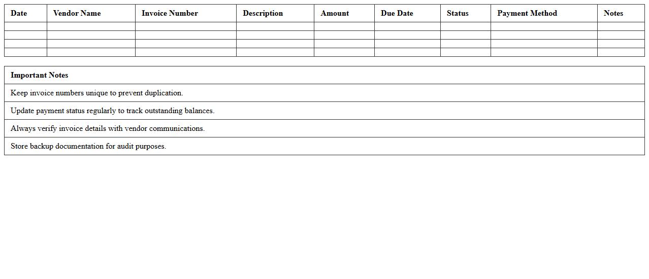 Accounts Payable Log Excel Template