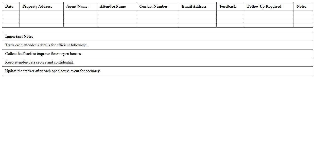 Agent Open House Attendee Tracker Excel Template