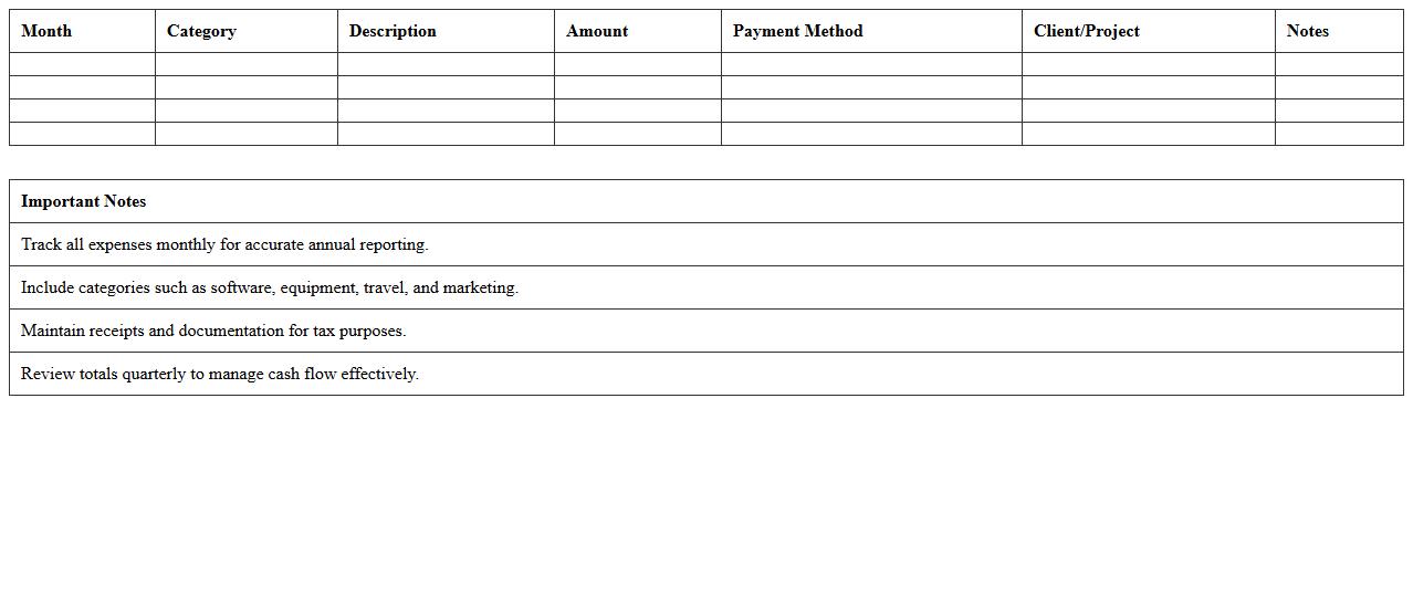 Annual Freelance Expense Summary Excel Template