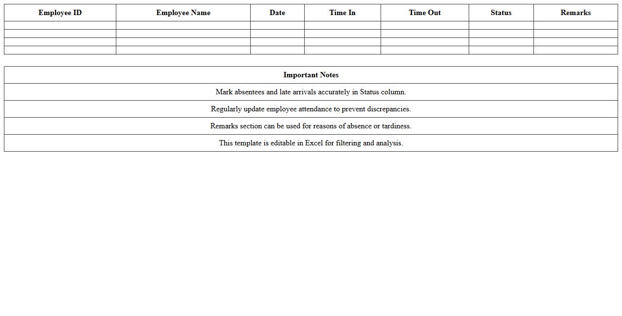 Attendance Monitoring Dashboard Excel Template