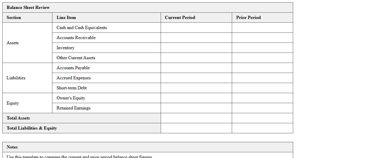 Balance Sheet Review Excel Template for Investment Teams