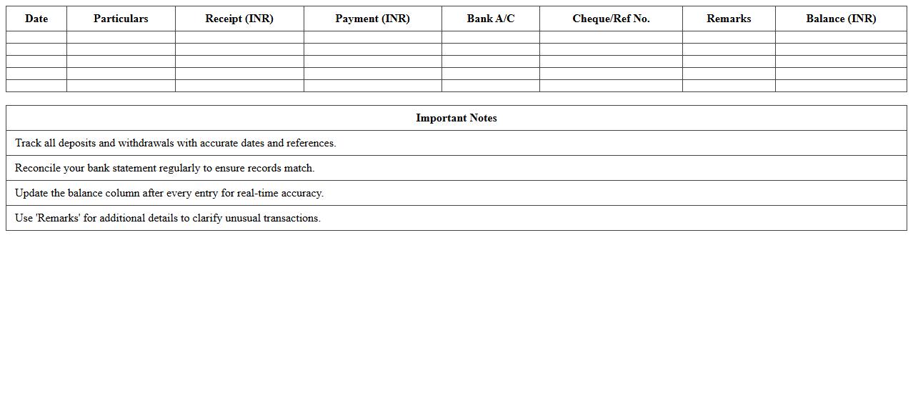 Banking Receipts & Payments Excel Tracker