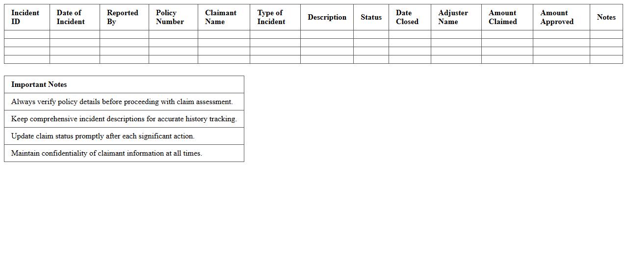 Claims Adjuster Incident History Tracker