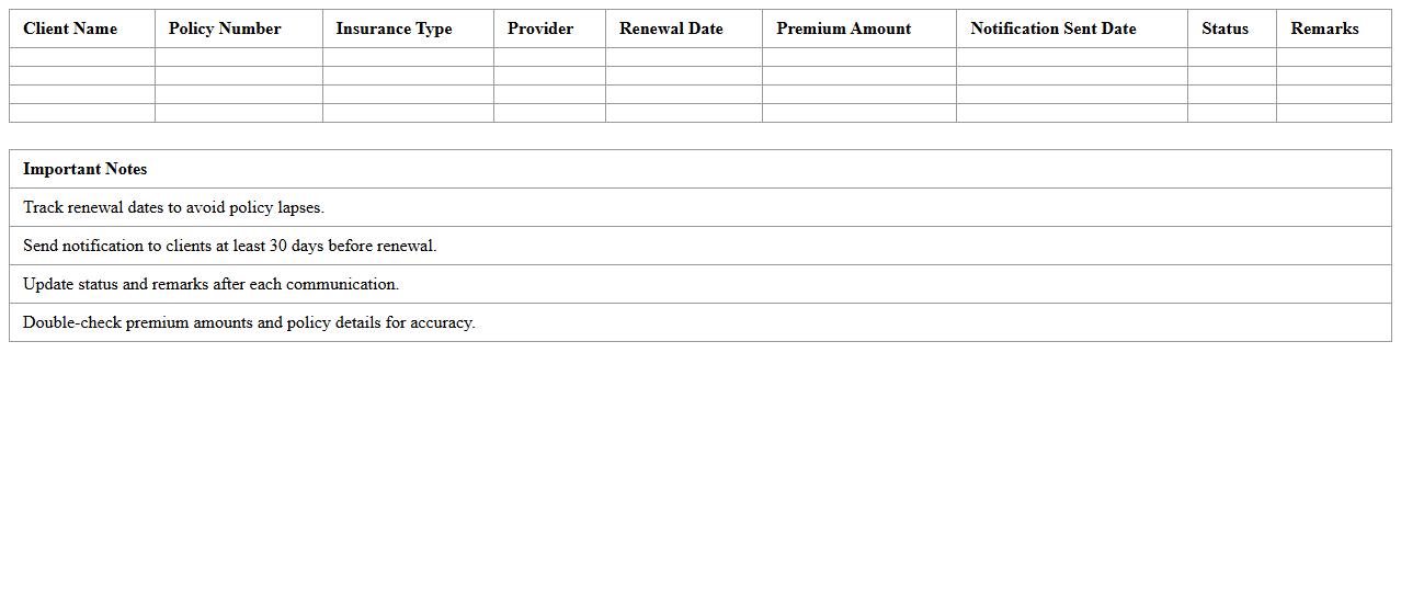 Client Insurance Renewal Notification Tracker
