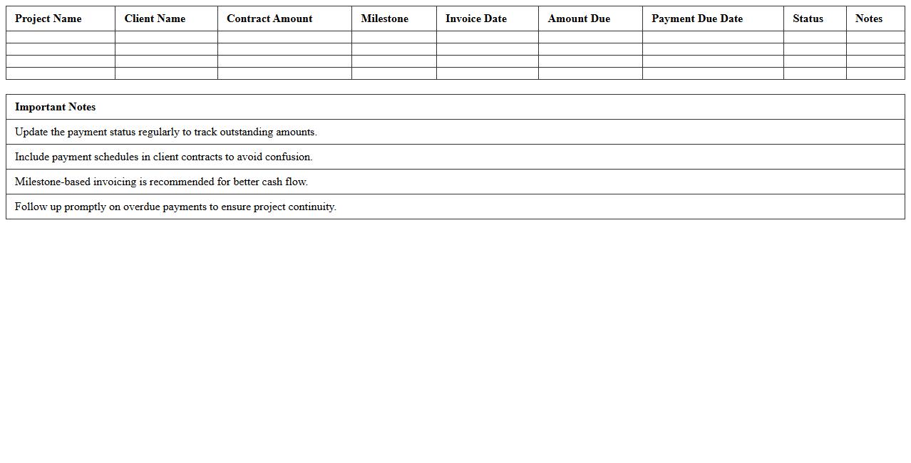 Client Payment Calendar for Construction Projects
