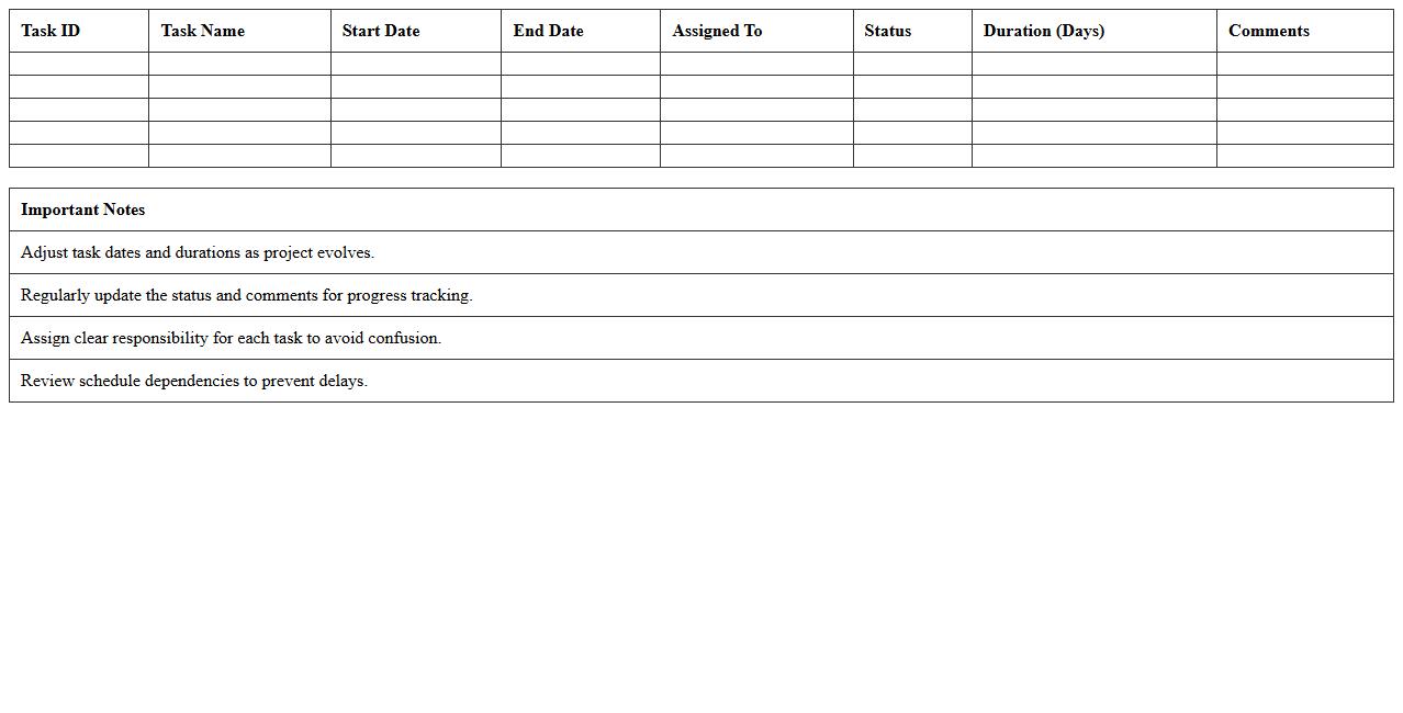 Commercial Construction Schedule Excel Template