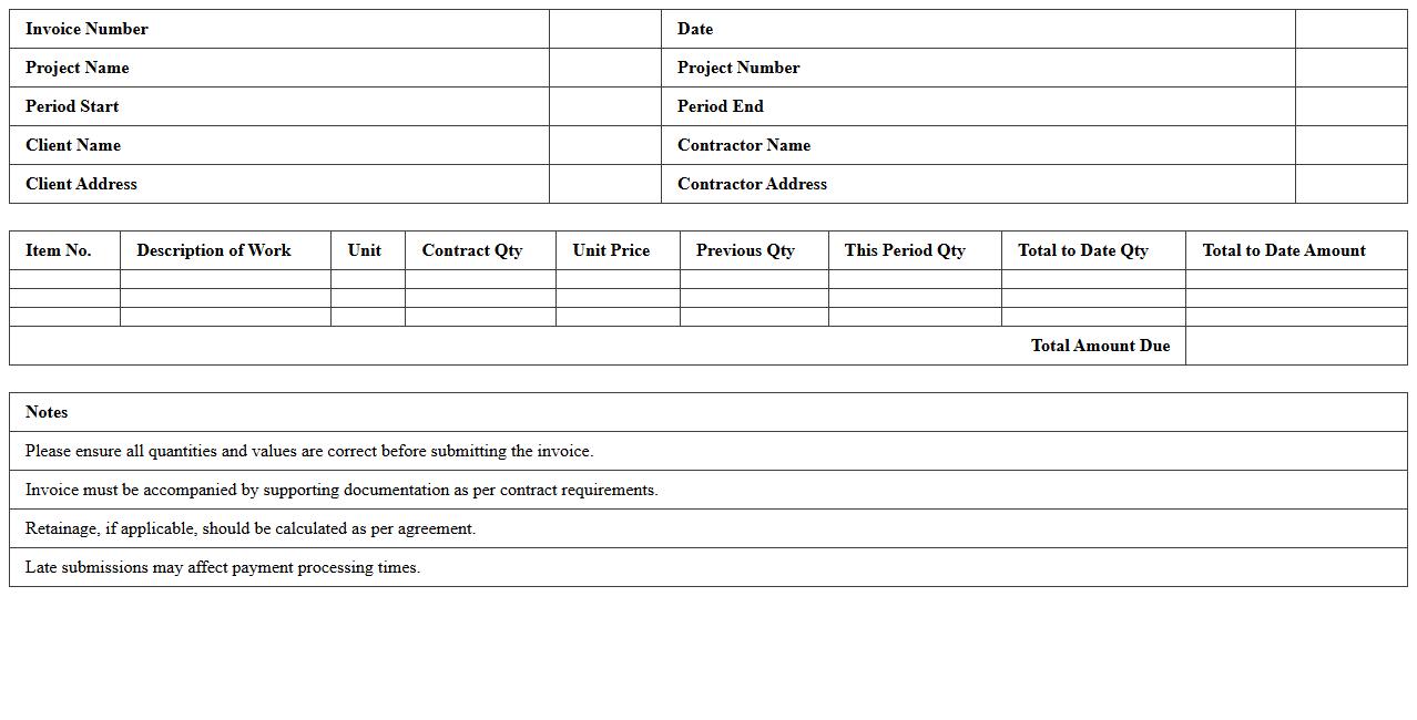 Construction Progress Payment Invoice Excel