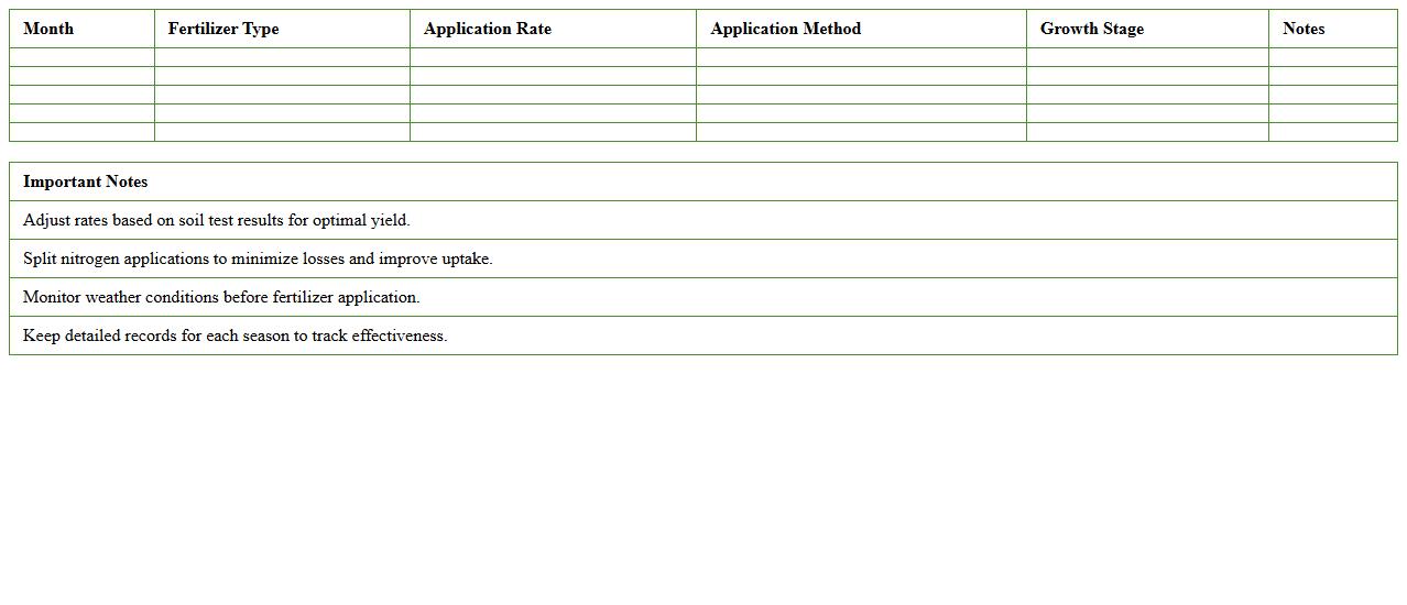 Corn Fertilization Calendar Spreadsheet