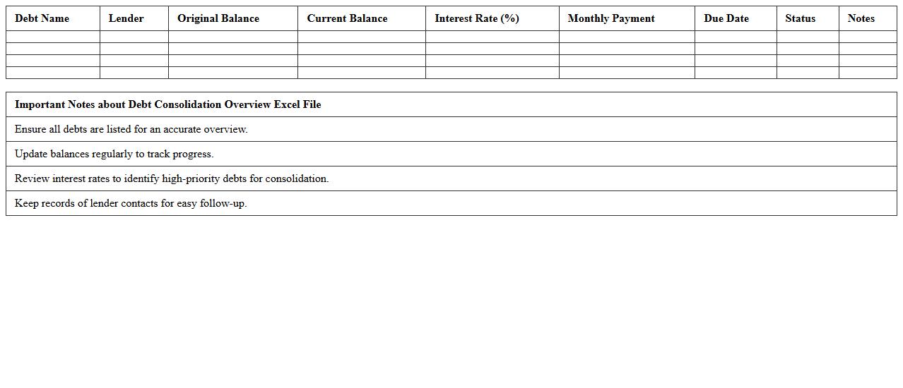 Debt Consolidation Overview Excel File