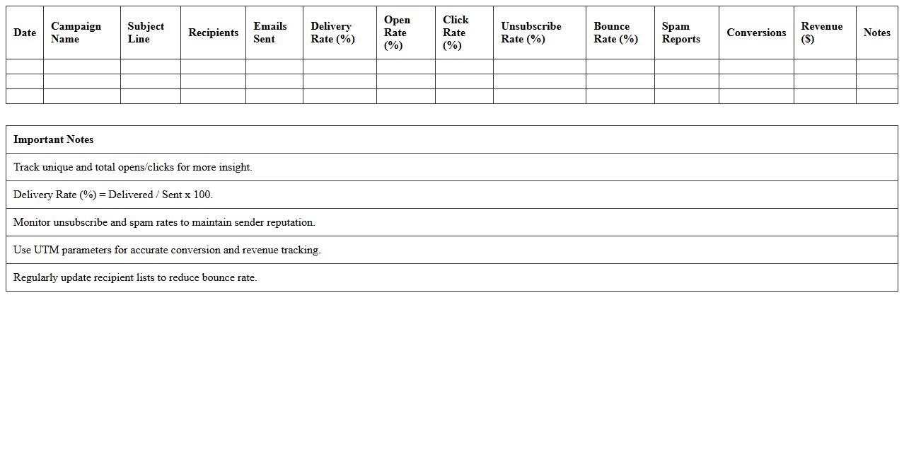 Email Marketing Metrics Dashboard - Excel XLSX