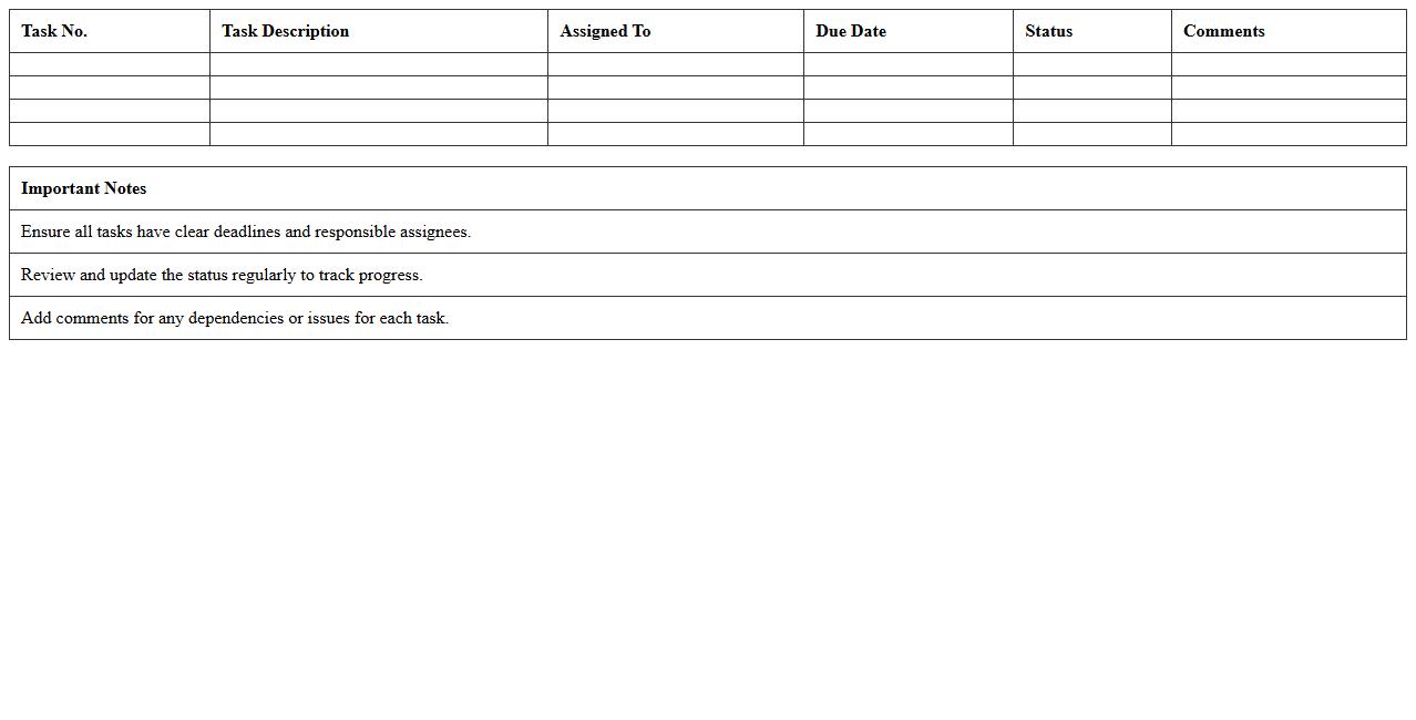 Event To-Do List Assignment Template