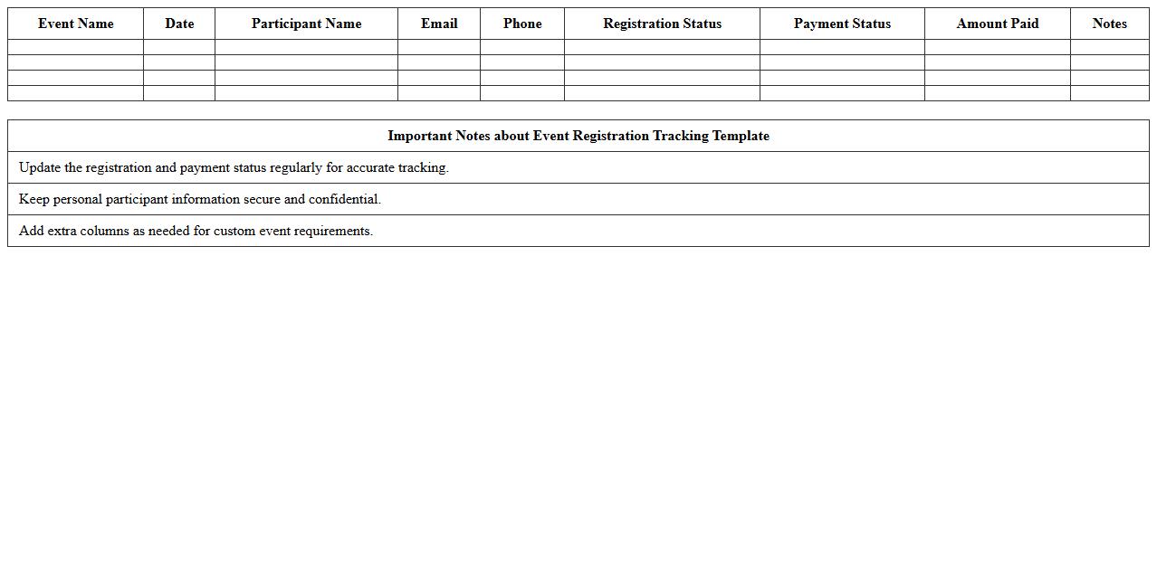 Event Registration Tracking Excel Template