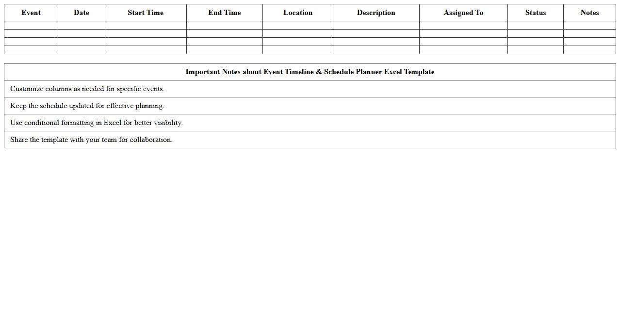 Event Timeline & Schedule Planner Excel Template