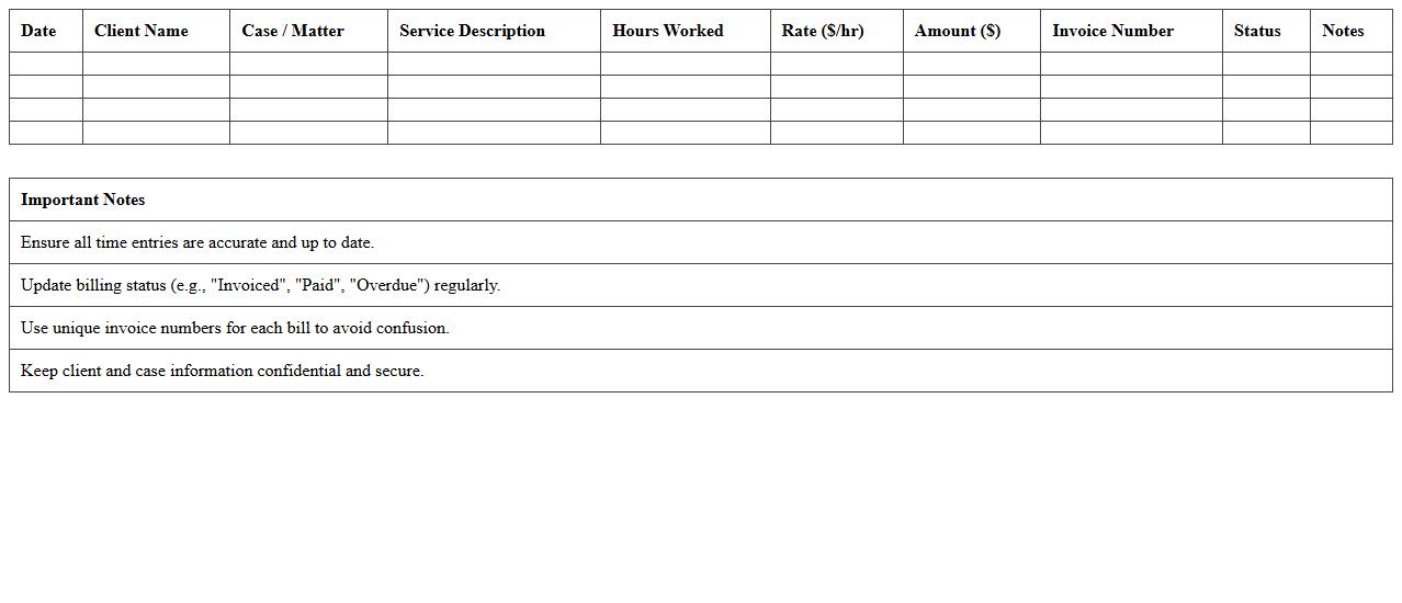 Excel Billing Tracker for Solo Legal Professionals