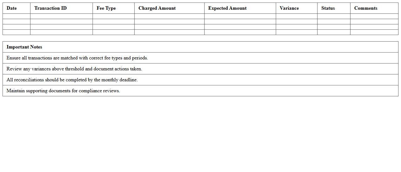 Fee Reconciliation and Compliance Dashboard Excel