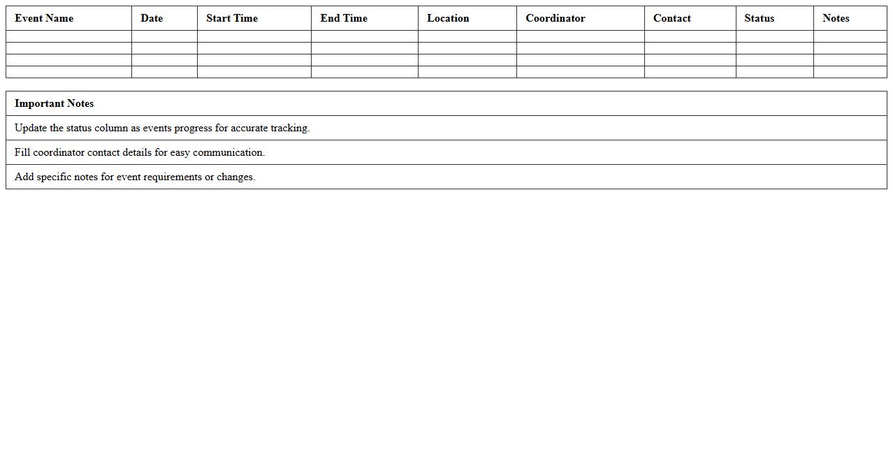 Festival Event Schedule Tracker Template