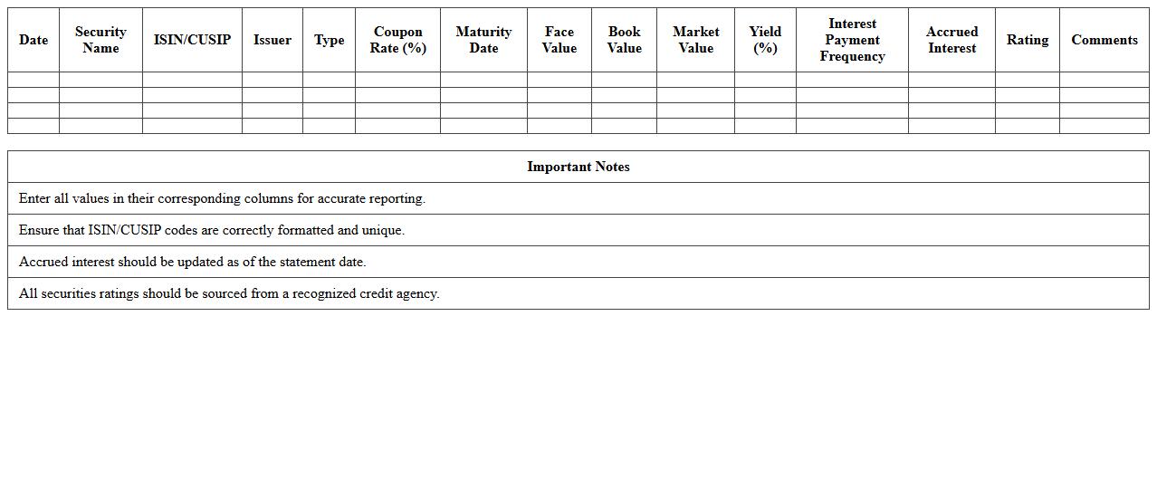 Fixed Income Holdings Statement Excel Template